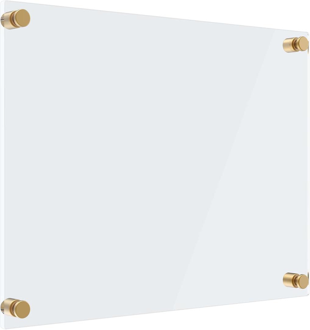 MaxGear Acrylic Dry Erase Board 16"x12"  Wall Mounted Frameless Whiteboard with Marker Holder, Markers & Eraser, Floating Non-Magnetic Writing Board for Office, School, Home, or Restaurant