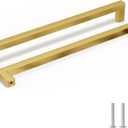homdiy 6 Pack 10-1/16 Inch Gold Handles for Cabinets Kitchen Cabinet Handles Brushed Brass Cabinet Pulls Gold Hardware for Cabinets Stainless Steel Modern Hardware