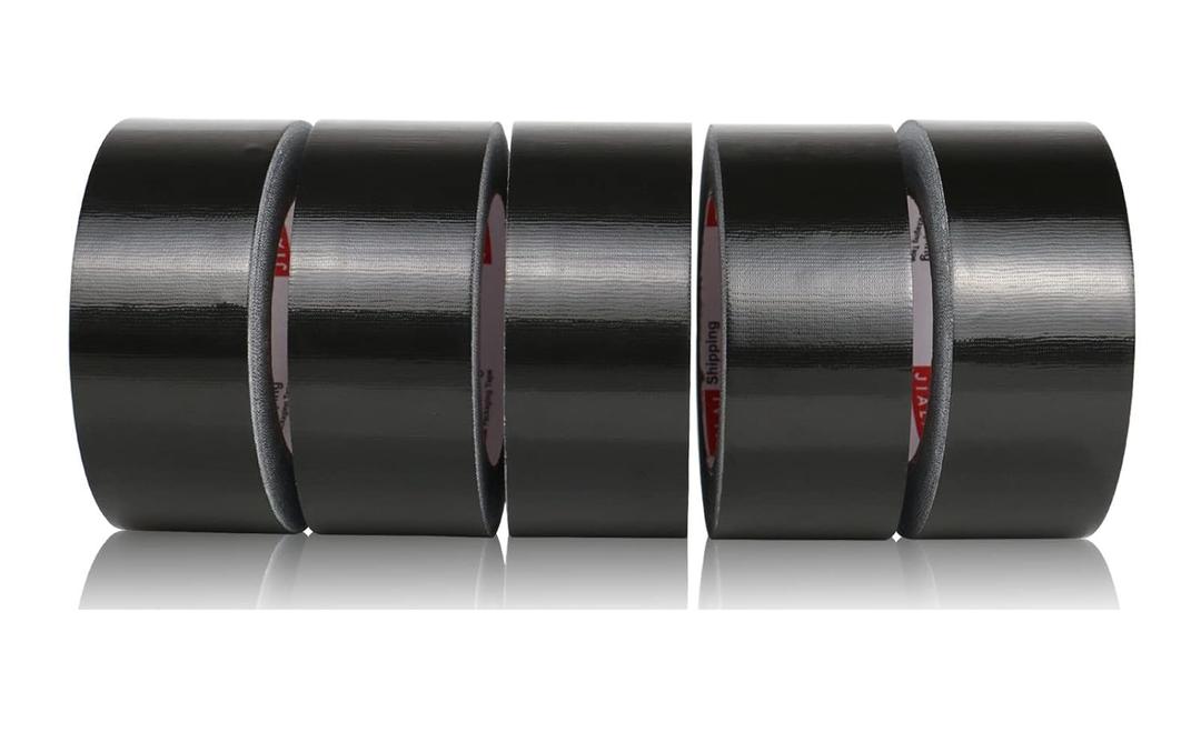 Black Heavy Duty Duct Tape, 2 inches x 30 Yards - 5 Pack, 8.27 mil Thickness, Strong, Flexible, No Residue, All-Weather and Tear by Hand - Bulk Value for Repairs