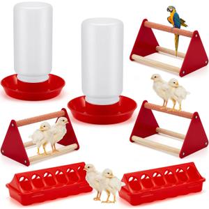 Patelai 7 Pcs Chick Feeder and Waterer Kit Feeding Supplies with Mini Perch Chicken Starter Kit for Coop and Brooder for Small Poultry Ducks Quail