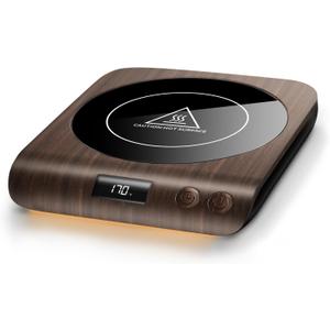 Gaiatop Coffee Mug Warmer, 3 Temperature Settings, 2-10H Auto Shut Off and Warm Strip Indicator Lights, 50W Smart Cup Warmers Fast Heating Plate for Tea Milk Cocoa Candle, Stocking Stuffers, Wood