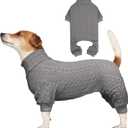 Dog Sweater Turtleneck Knitted Pet Clothes Solid Color Puppy Sweater Warm Dog Sweaters for Medium Dogs(Grey & M)