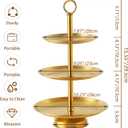 3 Tier Gold Metal Cupcake Stand Holder,Stainless Steel Cup Cake Stand Tower with Tiered Serving Tray and Base for Parties,Weddings,Birthdays and Any Festivals and Celebrations(with Base)
