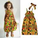 Noubeau Kids Toddler Girls African Dashiki Dress Little Girls Backless Halter Dress Ethnic Bohemia Style Summer Clothes (4-5T, Yellow)
