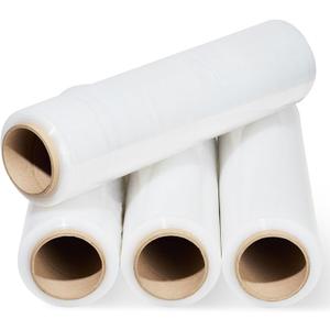 18" Stretch Wrap Film  1200 ft, 80 Gauge Clear Plastic  Industrial Strength Shrink Wrap for Moving, Packing, Pallet Wrapping, Shipping, Warehouse Use  Heavy-Duty, Water Resistant  4 Rolls
