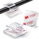 60Pcs Christmas Light Clips, Hooks for Outdoor String Lights Clips, Adhesive Cord Organizer Hooks, Sticky Wire Holder for Hanging Christmas Lights, Wall Cable, Fairy Lights (Clear, Medium)