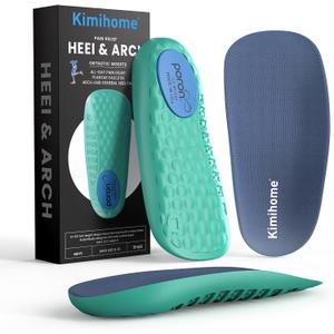 Plantar Fasciitis Insoles - 3/4 Heel Cup Cushions with Arch Support for Heel Pain, Plantar Fasciitis Relief, Heel Spur, Arch Pain and Heel Aggravation - Women's 10.5-13.5, Men's 8.5-12, Blue