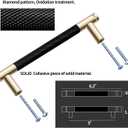 2 Pack 5 Inch 128 mm Knurled Cabinet Handles Cabinet Pulls Aluminum Handles Knurled Drawer Pulls Gold and Black Oxidation Finish with Diamond Pattern 6" Length (5" Hole Center)