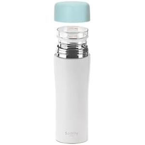 7oz/ 200ml Stainless Steel Vacuum Insulated Water Bottle with Glass Liner Inside, Glass Lined Thermos for Coffee Hot Drink and Cold Drink Water Flask(Baby Blue)