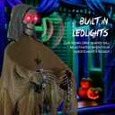 72.8'' Halloween Decorations Outdoor with Light-Up Eyes & Spooky Sound - Life Size Scary Animatronic Skeleton with Swaying Body, Sound & Button Activated Sensor for Home Party Indoor Yard Decoration