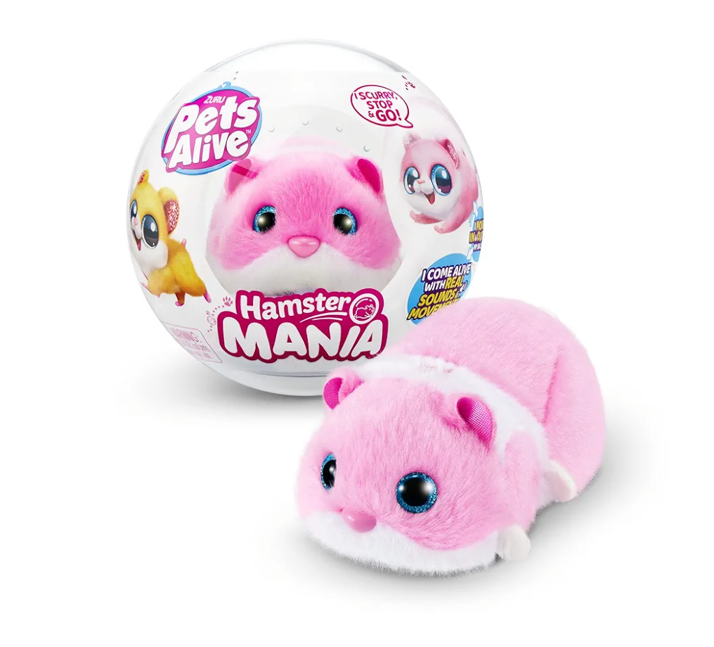 Pets Alive Hamstermania (Pink) by ZURU Hamster, Electronic Pet, 20+ Sounds Interactive, Hamster Ball Toy for Girls and Children