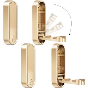 Folding Coat Hooks, Zinc Alloy Foldable Gold Wall Hooks Heavy Duty Bathroom Towel Hooks Flip Down Towel Hooks for Hanging Coat Towels Clothes Hat Bags Keys (4 Golden)