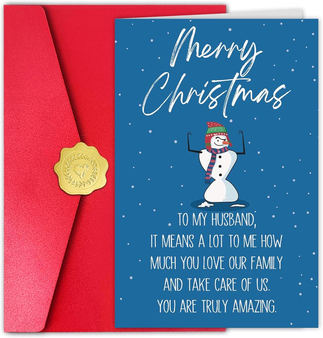 Romantic Christmas Card for Husband, Funny Christmas Card for Him Men, Xmas Cards Gift from Wife Women (#41)