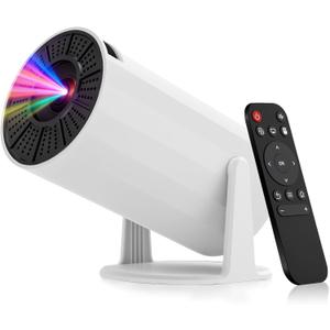LJYT mini projector, 1080P Portable Projector, Support 4KWiFi 6, Android 11 ,200 ANSI Lumens, Auto Keystone, Bluetooth 5.4, 210 Rotation, Compatible with TV Stick/HDMI/USB/Smartphone (White)