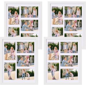 PHAREGE 5 Openings 4x6 Picture Frame Collage White 4 Pack, 11x14 Poster Frame set of 4, Display Family Wedding Photos Horizontal or Vertical on The Wall