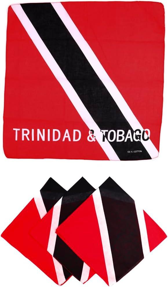 Beauty Town 3 Pcs Face Bandana Handkerchiefs 100% Cotton Print Multipurpose Head Wrap Scarf (Trinidad & Tobago - Red)