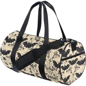 MNSRUU Sports Duffel Bags, Bats and Flowers Vintage Athletic Gym Bag Overnight Workout Travel Tote Luggage for Men Women Yoga