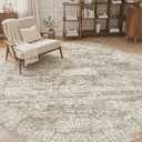 Soalmost 9x9 Brown Round Rug 9ft Living Room Circle Rug Vintage Round Area Rug Non Slip Indoor Carpet for Apartment