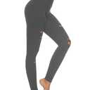 DIBAOLONG Womens High Waist Yoga Pants Cutout Ripped Tummy Control Workout Running Yoga Skinny Leggings Dark Gray XXL