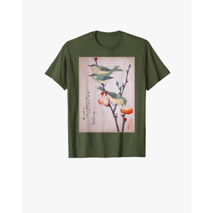 Japanese Art Birds on Cherry Blossom Japanese T-Shirt, Size M