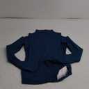 Prettywear Women Long Sleeve Shirts Mock Turtle Neck Fitted Tops Cold Shoulder Sexy Thermal T Shirt 2025 Trendy Fall Tee (Peacock Blue, S)