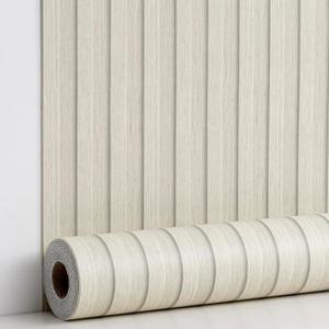 Haimin Wood Grain Slat Wall Panels Peel and Stick Faux Wood Thick Wallpaper 118"x15.75" Waterproof PET & IXPE Foam Paneling (Beige)