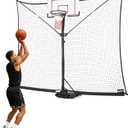 A11N SPORTS Basketball Rebounder Net Yard Guard – 10x8 FT Outdoor Basketball Net Catcher Backstop for Round & Square Poles, Pole-Wrap Storage