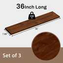 36 Inch Floating Shelves Set of 3, Walnut Solid Wood Wall Mounted Shelves with 100 lbs Capacity, 3ft Rustic Farmhouse Wood Shelving for Living Room, Kitchen, Bedroom & Bathroom, 3T36IN