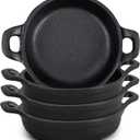Ziliny Mini Cast Iron Skillets 5 x 5 x 1.3 Inch Cast Iron Pan Small Ramekin Set Black Casserole Dish Cookware Oven Safe Mini Skillets for Kitchen Indoor Outdoor Picnic (4 Pack)