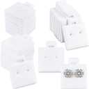 NBEADS 100 Pcs Earring Display Cards, PVC Jewelry Hanging Display Cards Puff Earring Cards Earring Holder Cards with Paper Packaging Box for Earrings Jewelry Display, White, 1.2x1Inch