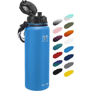 Fanhaw 40 Oz Insulated Stainless Steel Vacuum Water Bottle with Anti-Dust Pop-Open Lid - For Outdoor, Women, Men | Leak & Sweat Proof (Sky Blue)