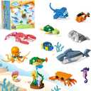 Wise Block Ocean World Building Set, 556 Pcs Sea Animals Building Toy, Educational STEM Learning Toys Party Favors for Girls Boys, Ages 4+, Birthday Gift Toddler Beach Toy with Shark, Turtle, Fish