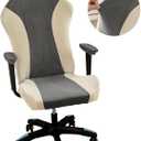Lavish Cover Velvet Stretchable Gaming Chair Cover, Washable, Anti-Scratch Slipcover with Armrest Protection, Cat Scratch Proof for Office and Computer Chairs(No Chair, LightGrey)