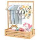 BAMBOOHOMIE Baby Clothing Rack for Toddler, Pets Clothes Rack with Storage Box & Adjustable Hanging Rod for Dogs/Cats, Baby Shower Clothes Closet Rack with Handle for Nursery Room (Natural, Baby)