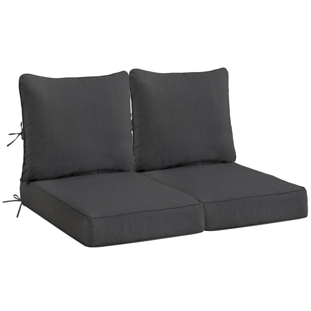 Olefin Deep Seat Cushion, Water Resistant Patio Cushion Dark Gray 24x24x4