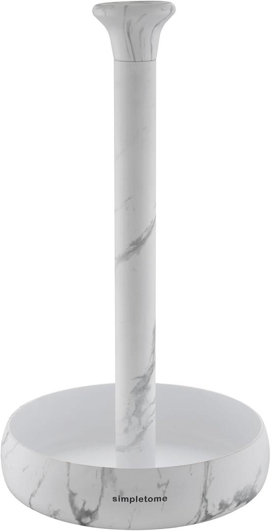 simpletome Paper Towel Holder Countertop Keep It Rolled Up Weighted Base (Marble White)