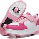 HSQ Fashion Sneaker Roller Skate Shoes for Boys Girls Kids Detachable Wheeled 2 in 1 Skating Shoes with Wheels, Size 31