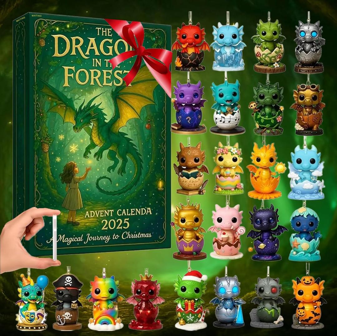 2025 Dragon Advent Calendar-24 Days Countdown Dragon Pendants for Christmas Tree Fun Festive Gift for the ones you love most and advent Kawaii Decor for Vacation Countdown