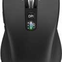 Wireless Bluetooth Mouse (USB + BT1 + BT2), Full Size, 4-Way Scrolling, Multi-Device Silent Mouse for Computer, Laptop, iPad, MacBook (Black)