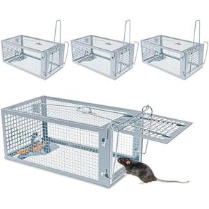 4 Packs Humane Rat Trap Outdoor, Wanqueen Humane Mouse Traps Indoor, Small Rodent Chipmunk Squirrel Trap and Other Live Animal Cage Catch and Release