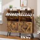 Nicetree Shoe Cabinet with 4 Flip Drawers, Freestanding Shoe Storage Cabinet with Metal Legs, Farmhouse Narrow Shoe Rack Cabinet for Entryway, Foyer, Hallway, Rustic Brown