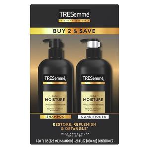 TRESemmé Rich Moisture Shampoo and Conditioner 2 Count Rich Moisture for Dry Hair Formulated With Vitamin E and Biotin 28 oz