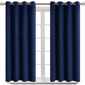 BGment Blackout Curtains for Living Room - Grommet Thermal Insulated Room Darkening Curtains for Bedroom, Set of 2 Panels (52 x 45 Inch, Navy Blue)