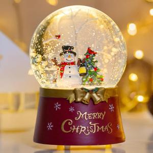 Christmas Snow Globe Lantern Water Glittering Snowman Crown with Music & Timer, USB Lined/Battery Operated Lighted Water Lantern for Christmas Festival Decoration Gifts