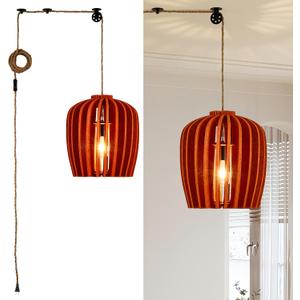 SEABLE Modern Boho Pendant Lights, Plug in Hanging Light, DIY Hanging Lights with Plug in Cord, Suitable for Dining Room,Reading Corner,Children's Room,Kitchen Island Orange,D14.5"*15.7",1Pack