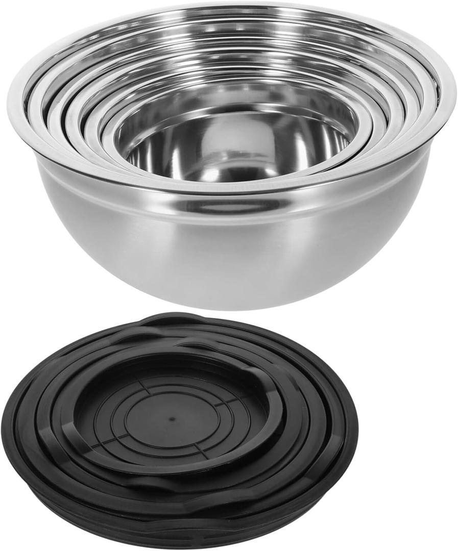 Set of 6 Stainless Steel Food Storage Bowls with Lids Nesting Mixing Salad Bowl Set for Kitchen