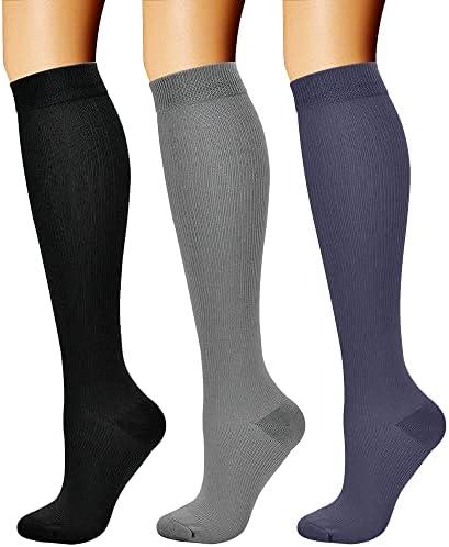 CHARMKING Compression Socks for Women & Men Circulation (3 Pairs) 15-20 mmHg is Best Support for Athletic Running Cycling