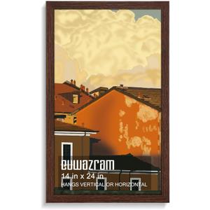 Solid Wood 14x24 Frame - Single Frame, Rustic Walnut 14 x 24 Poster Frame for Artwork, Puzzles, Photos and Movie Posters Picture Frames, Perfect Christmas Frame