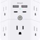 Surge Protector Outlet Extender - with Night Light, 5-Outlet Splitter and 4 USB Ports (2 USB C Charger), Multi Plug Outlet for Home, Dorm Room Essentials (2A2C No PD, White)