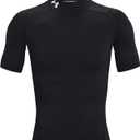 Under Armour Men's HeatGear Armour Comp Mock Short Sleeve T-Shirt, Black (001)/White, Small